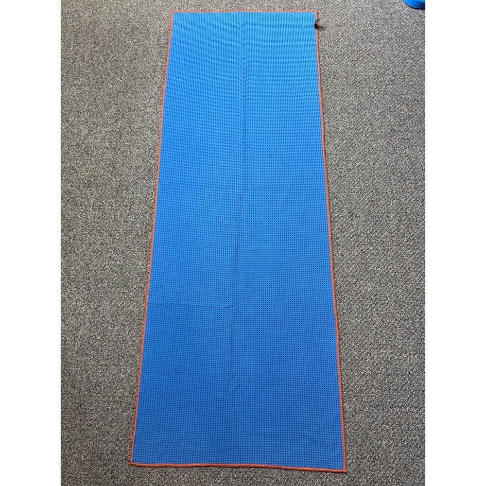 Yogitoes Skidless Blue Orange Dot Yoga Towel Grip Mat 24"x69" Absorbent